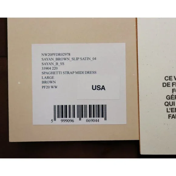 NWT Nanushka Dress Sayan Satin Spaghetti Strap Belted Wrap Tie Midi Slip Brown L - Picture 6 of 11